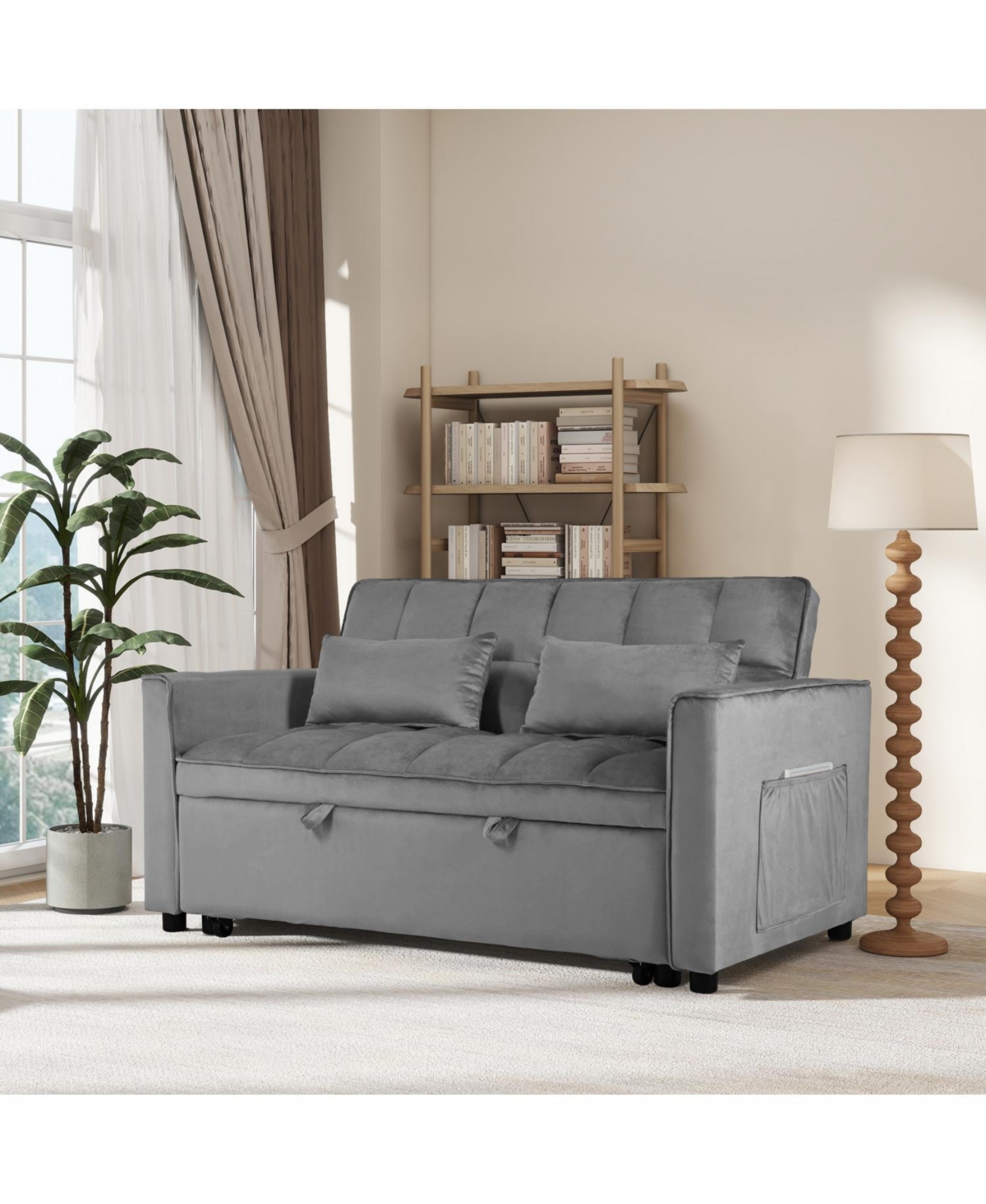 Streamdale Furniture Convertible Sofa Bed 3-in-1 Pull Out Couch (Dark Grey)