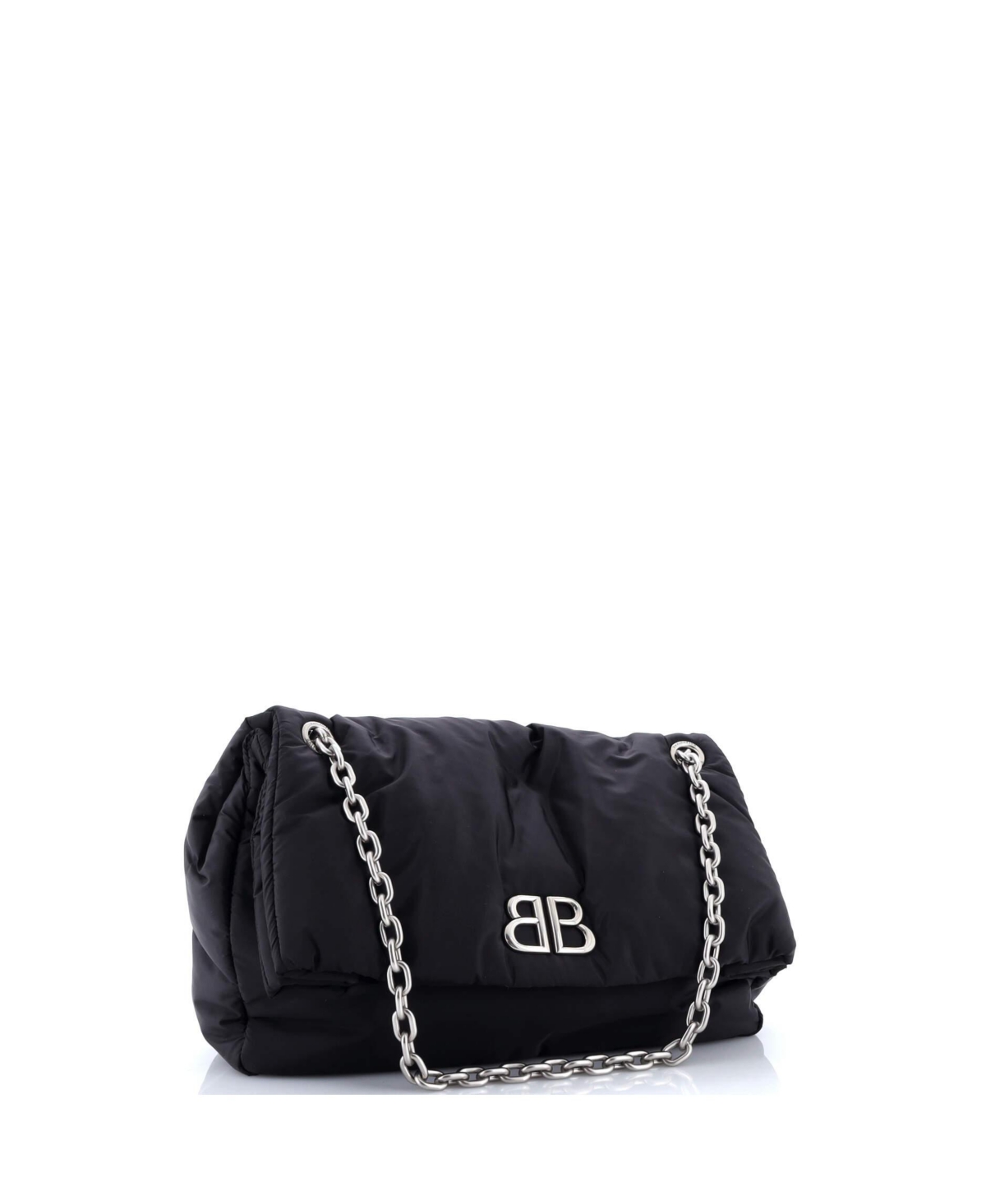 Pre-Owned Balenciaga Medium Monaco Chain Flap Shoulder Bag Nylon