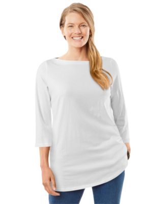 Plus Size Perfect Three-Quarter Sleeve Boatneck Tee