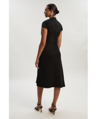 Women's Asymmetric Front Tailored Midi Dress