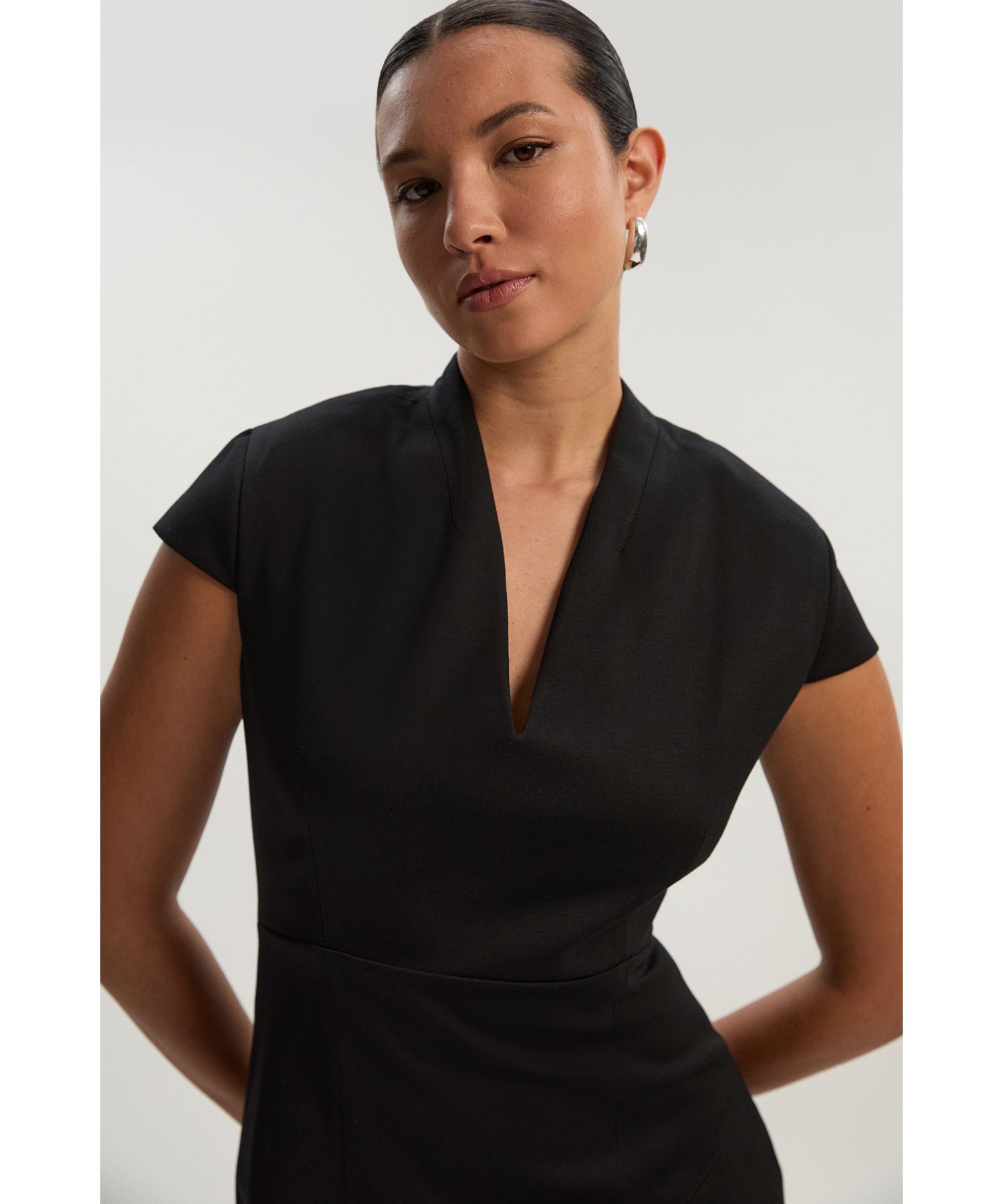 Women's Asymmetric Front Tailored Midi Dress