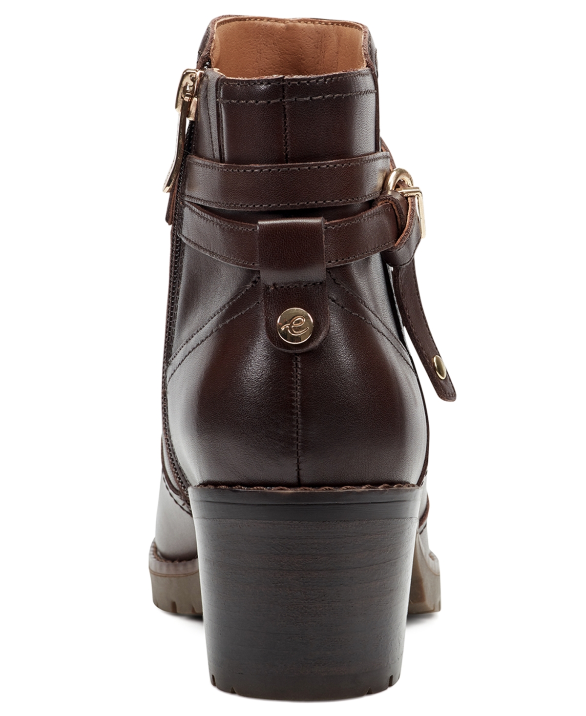 Easy Spirit Women's Carter Eflex Buckle Strap Block Heel Booties In Brown