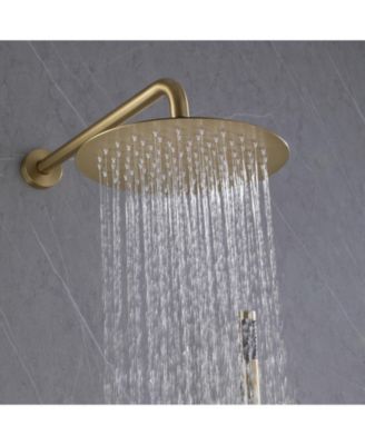 1-Handle 2-Spray Rain Shower Faucet and Hand Shower Combo Kit in Brushed Gold (Valve Included)
