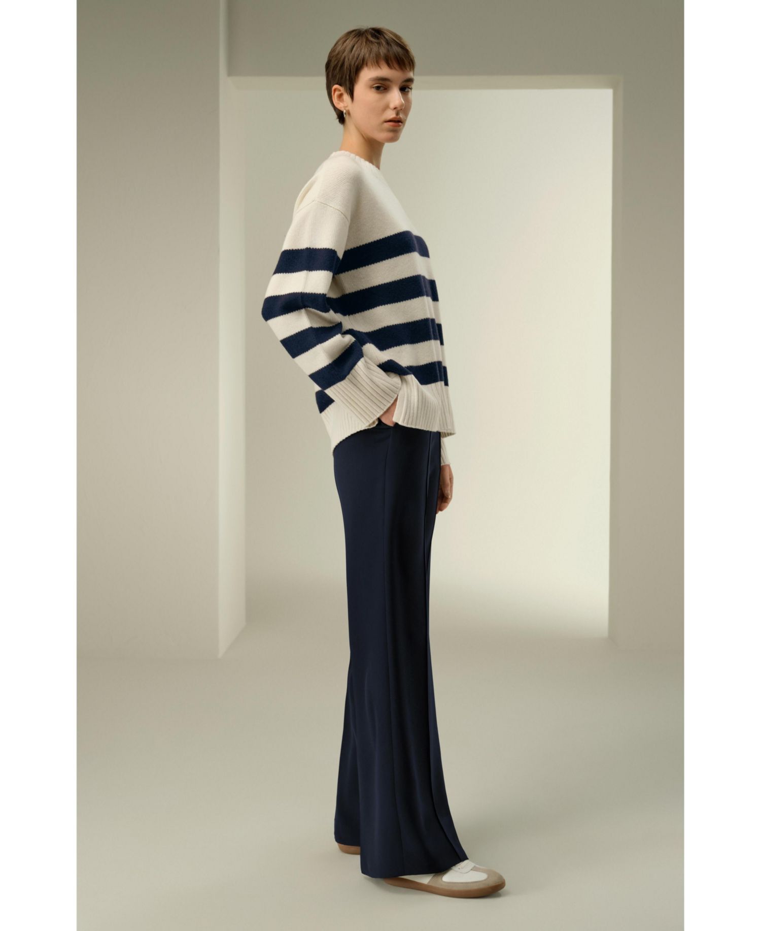 Women's Striped Wool-Cashmere Oversized Sweater
