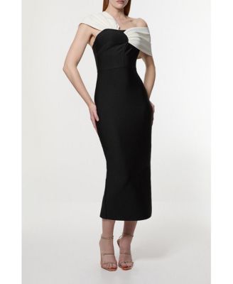 Women's Asymmetric Strap Knit Midi Dress