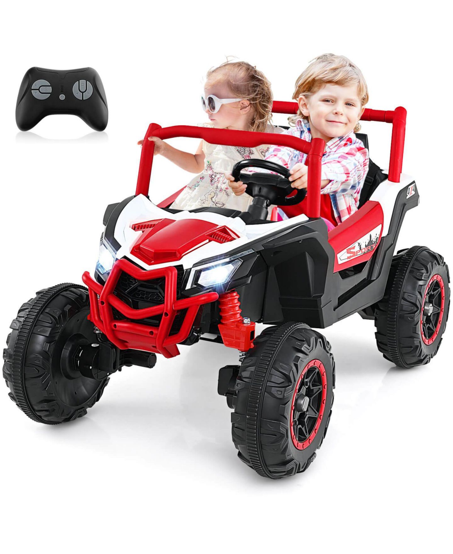 Детская игрушка Costway 24V Kids 2-Seater Remote Control Ride-On UTV, от 3 лет, цвет: Красный — фото 1