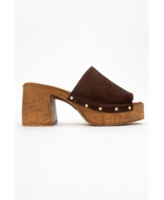 Pull Leather Platform Mules (Women)