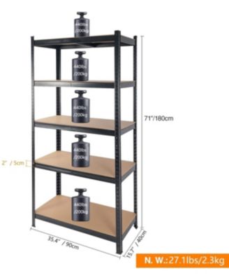 71 Inch Heavy Duty Garage Shelves 2000LBS Capacity 5-Tier Adjustable Storage Rack