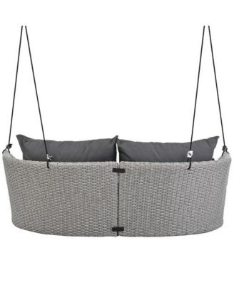 51.9 Inch 2-Person Rattan Swing Chair with 500lb Capacity and Adjustable Ropes