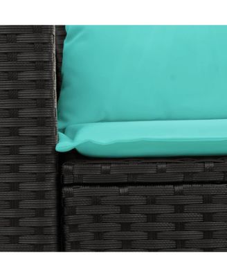 Garden Sofa Black PE rattan 2-seater Adjustable Feet