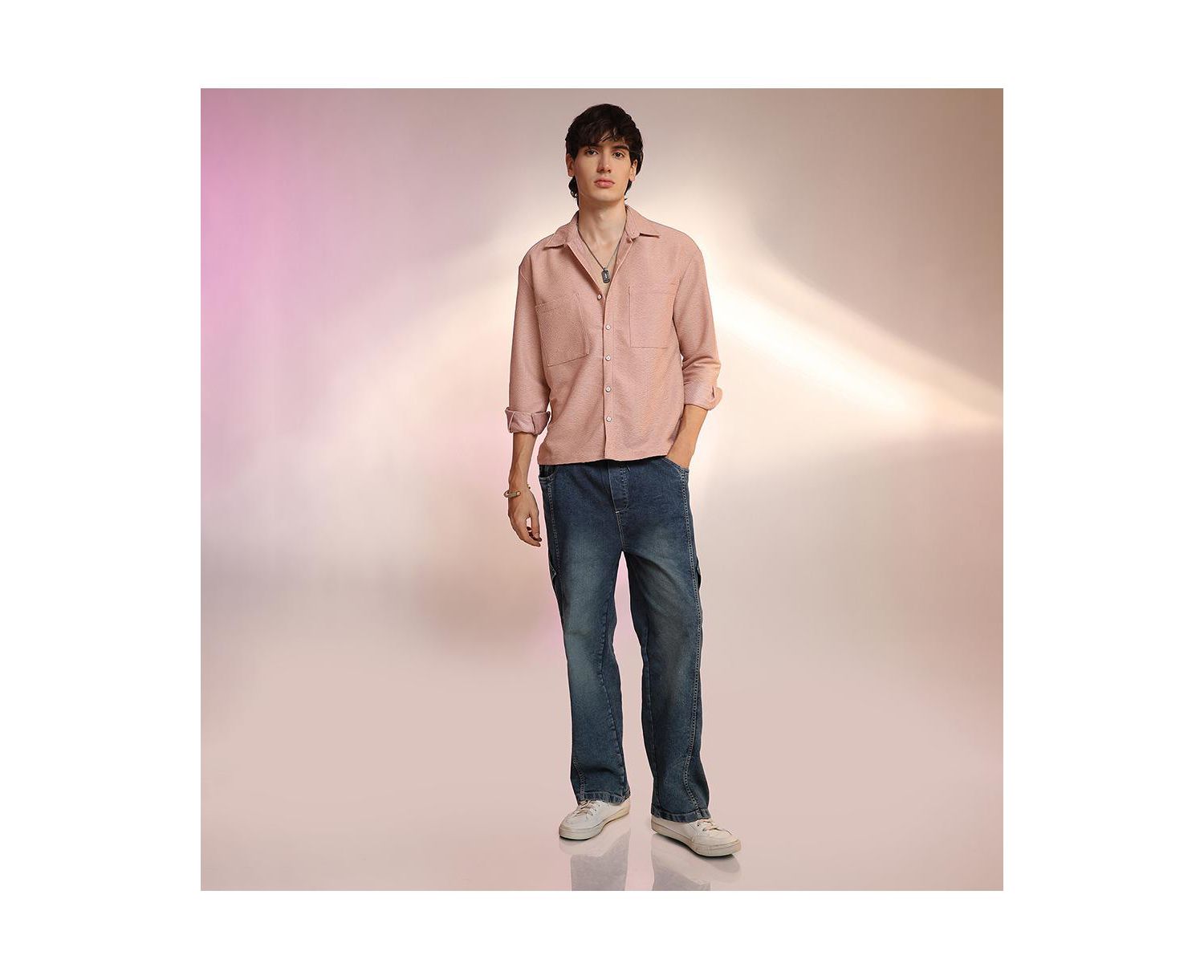 Men's Chevron-Woven Utility Shirt