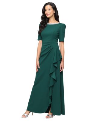 Alex Evenings - Women's Embellished-Neck Ruffle Gown