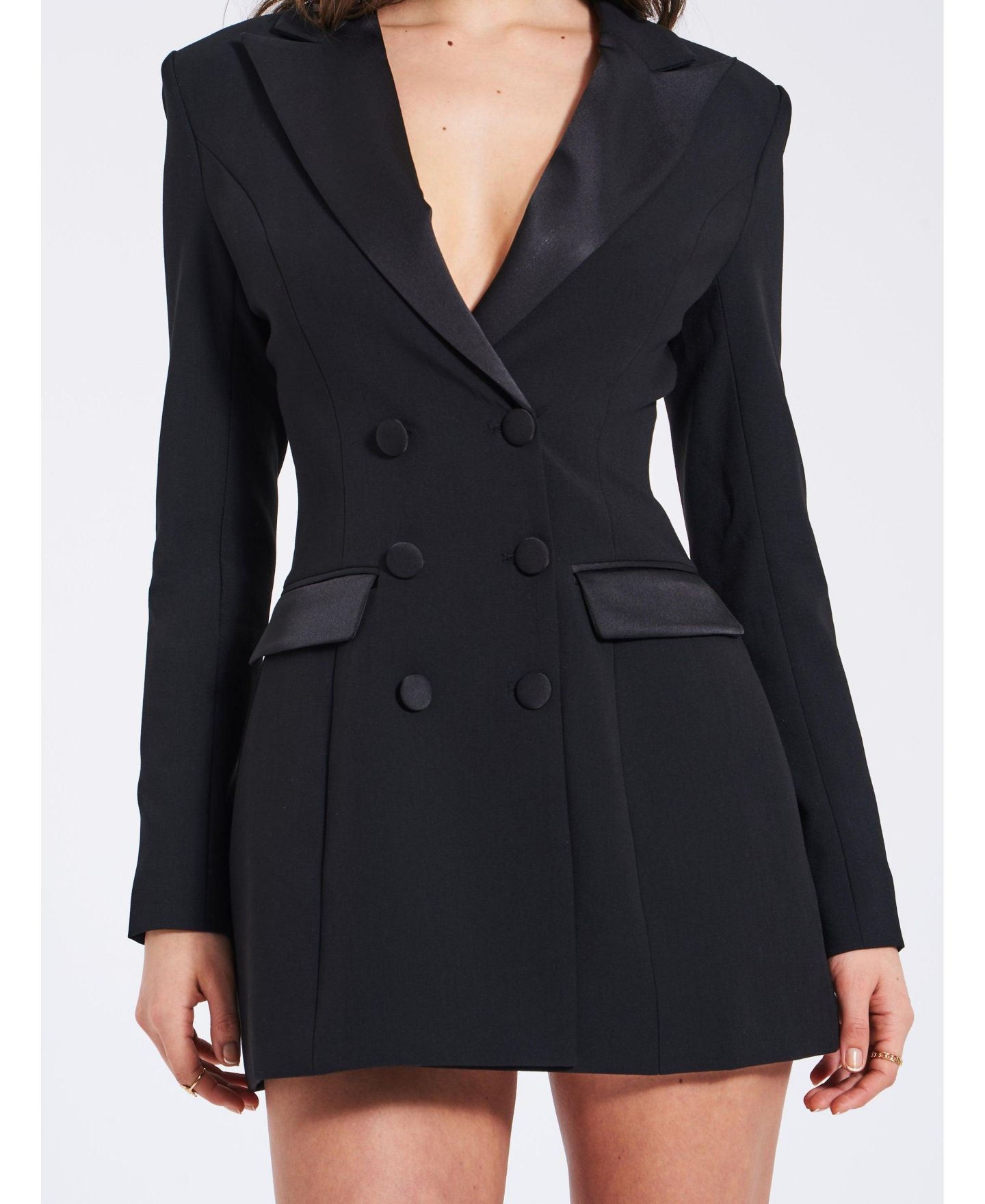 Женское платье Miss Circle Women Calista Black Stretch Crepe Blazer, цвет: Чёрный — фото 10