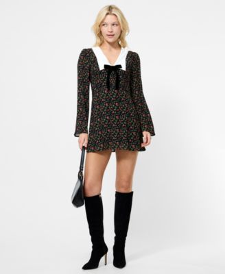 Women's Printed Long Sleeve Mini Dress