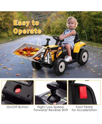 Kids Ride On Excavator Digger 12V Electric Tractor RC w/ Digging Bucket