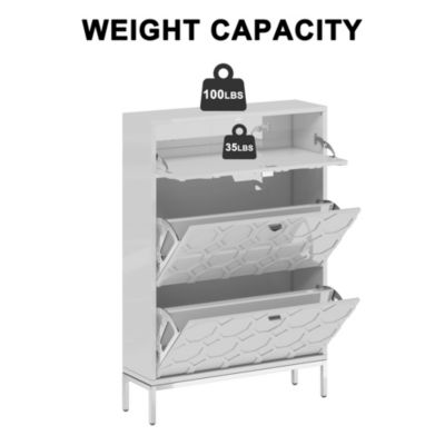 Shoe Storage Cabinet,Modern Shoe Storage Cabinet with 3 Flip Drawers,Freestanding Hidden Slim Narrow Shoe Rack Cabinet for Entryway,Hallway