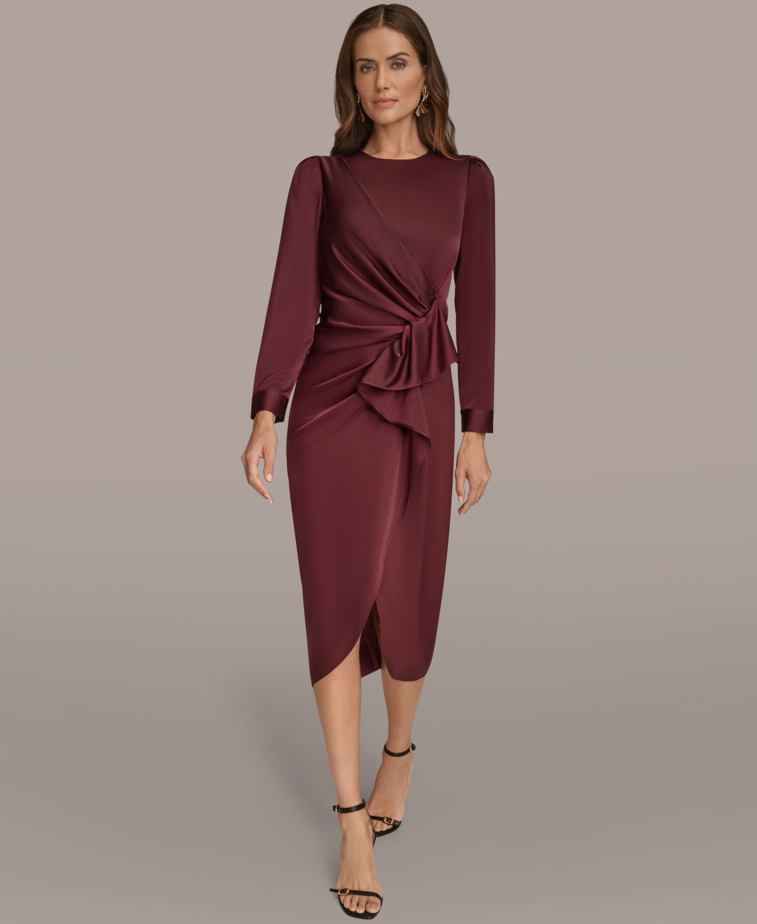 Petite Ruched Midi Dress