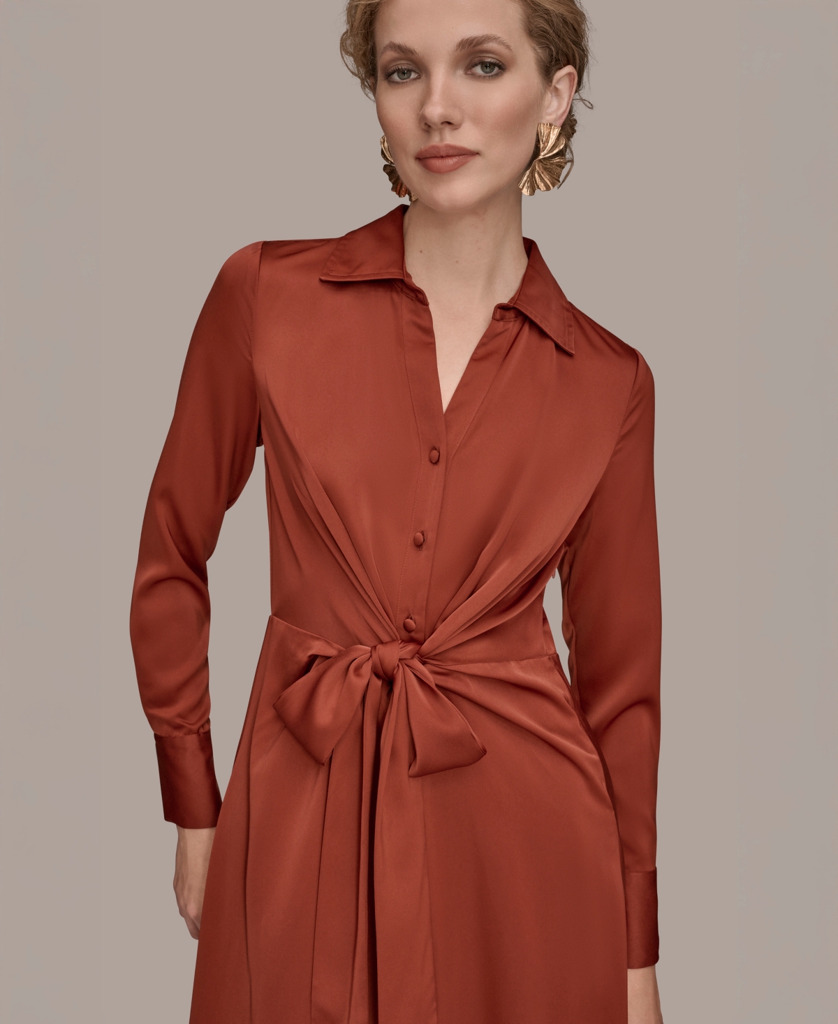 Donna Karan New York Women's Tie Front Shirt Dress