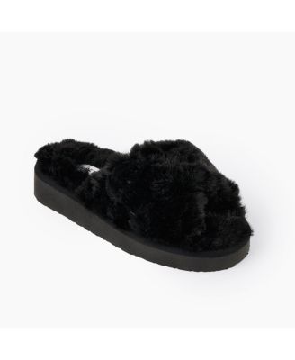 Women's Teddy Crossband Faux Fur Slippers