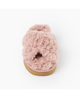 Women's Teddy Crossband Faux Fur Slippers