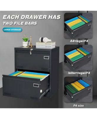 Filing Cabinet Lateral File Cabinet 2 Drawer with Lock Metal File Cabinets Three Drawer Office Cabinet for Legal/Letter/A4/F4