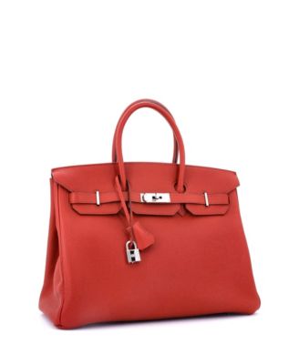 Pre-Owned HERMES Birkin 35 Handbag Red Togo with Palladium Hardware