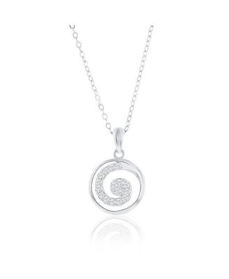 Sterling Silver, Pave CZ Swirl Design Necklace & Earrings Set
