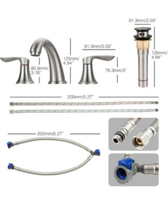 Bathroom Sink Faucet, 8 Inch Widespread Bathroom Faucet with 2 Lever Handles, 3 Hole Low Arc Basin Sink Faucet