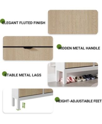 Shoe Storage Cabinet with 4 Flip Drawers, Wooden Shoe Organizer with Legs, Freestanding Hidden Shoe Rack for Entrance, Foyer, Hallway