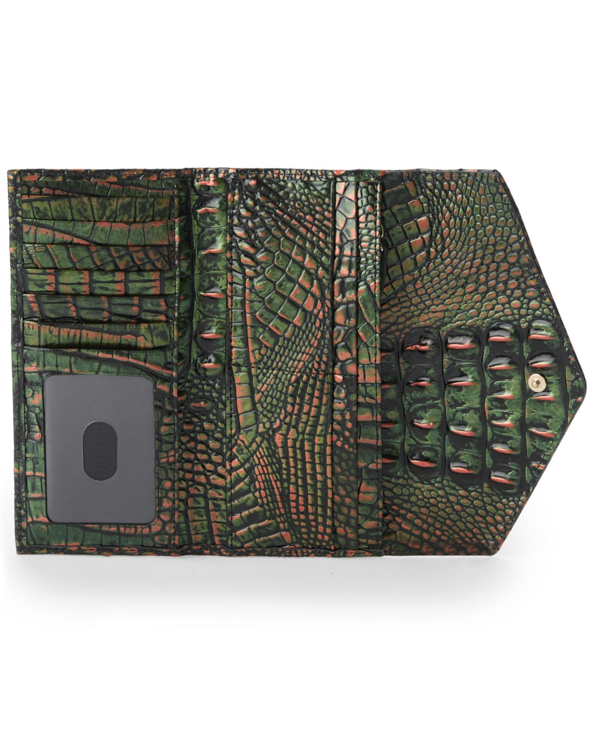 Brahmin Veronica Croc Embossed Leather Wallet In Green