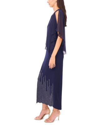 Women's Cold Shoulder Overlay Maxi Dress