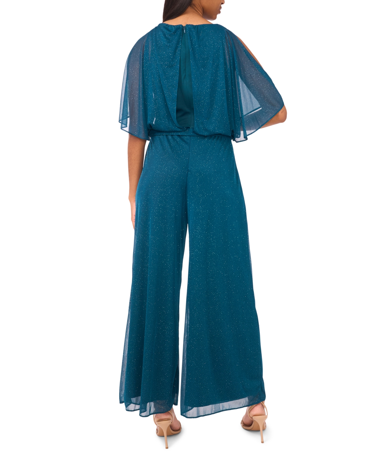Msk Women's Slit Sleeve Knit Woven Jumpsuit In Blue