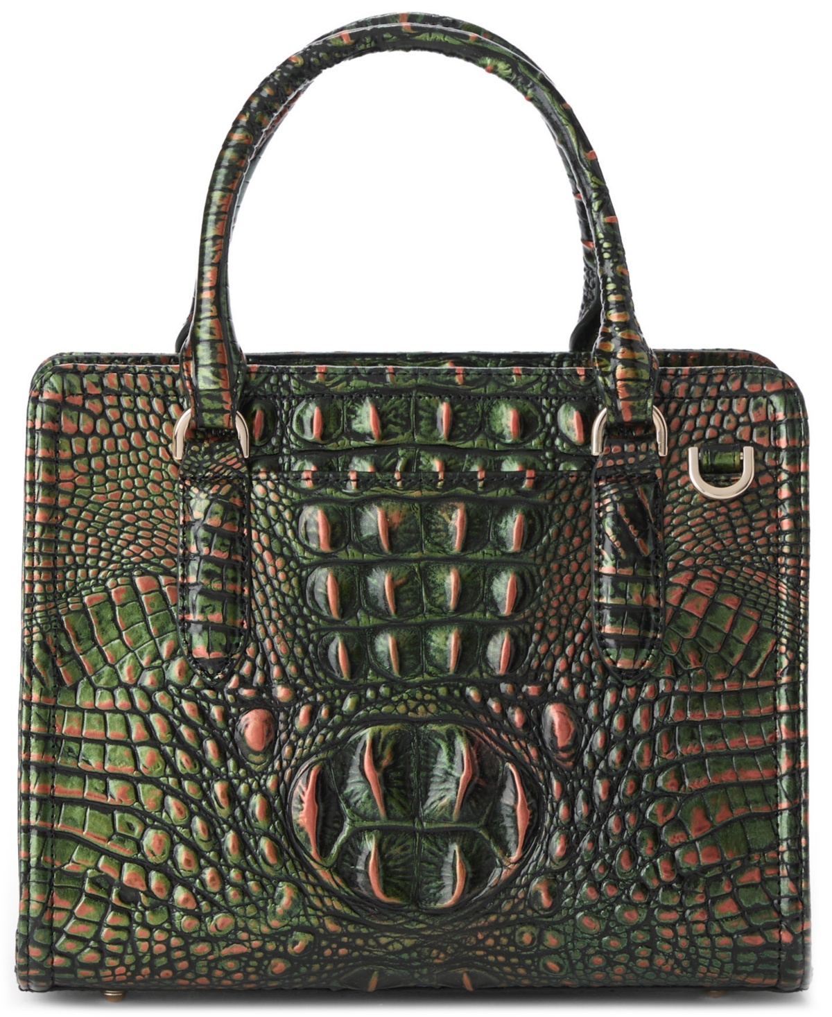 Brahmin Cami Croc Embossed Leather Satchel In Green