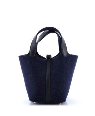 Pre-Owned HERMES PM Picotin Lock Bag Felt with Leather