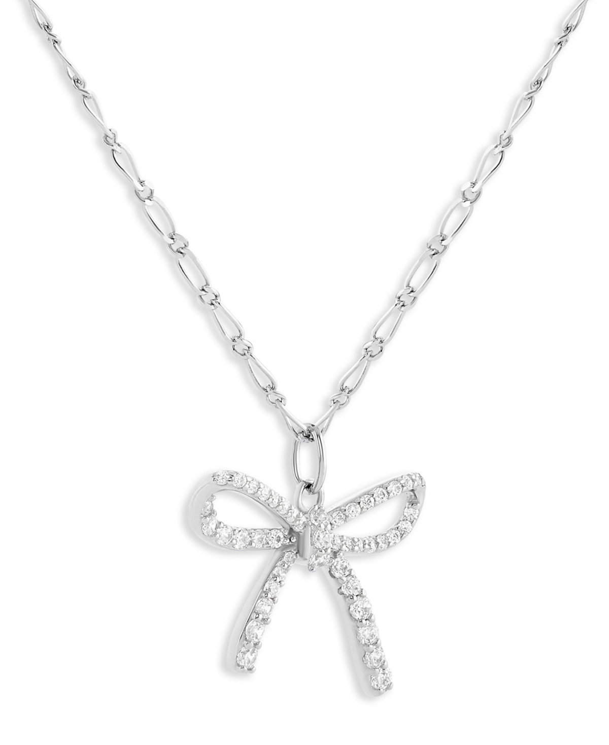 Holiday Lane Bow Pendant Necklace In Sterling Silver, Macy's Exclusive In Silver