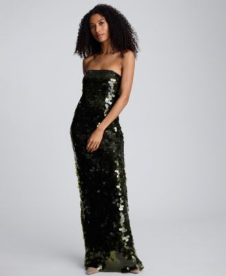 Women's Strapless Paillette Sequin Sheath Dress