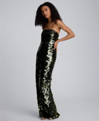 Women's Strapless Paillette Sequin Sheath Dress
