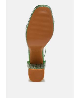 Womens Ronan Rhinestones Embellished Block Sandals