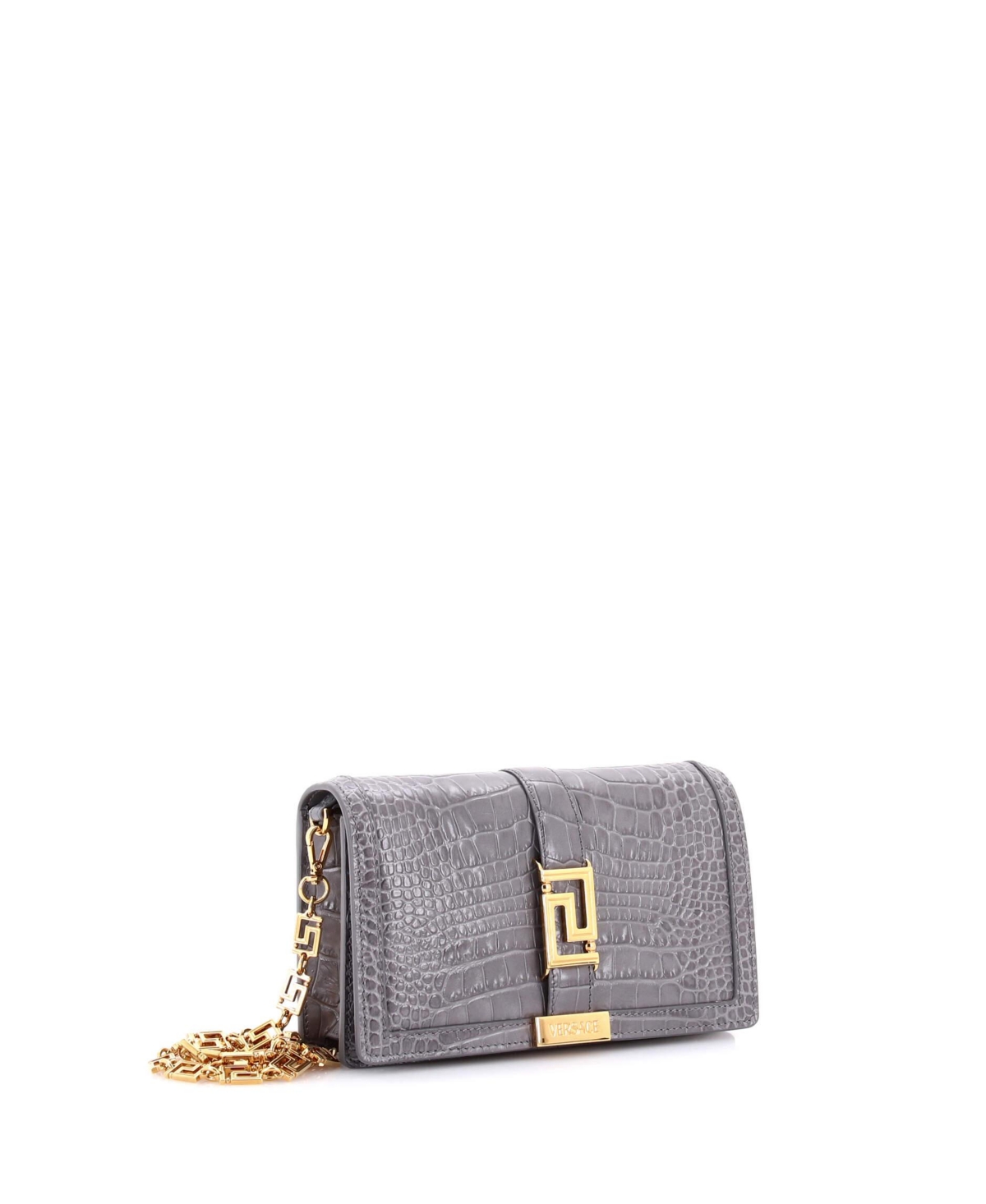 Pre-Owned Versace Mini Greca Goddess Convertible Clutch Embossed Leather