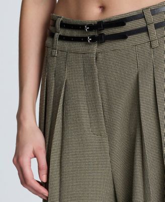 Women’s Pleated Houndstooth Belted Pant