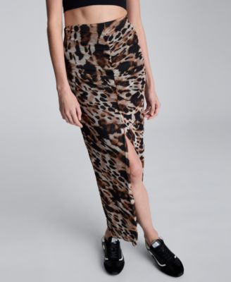 Women's Pull-On Front Slit Midi Skirt