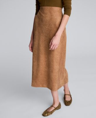 Women's Embossed Snake Print Pull-On Midi Skirt