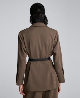 Women's Three-Button Belted Soft Blazer
