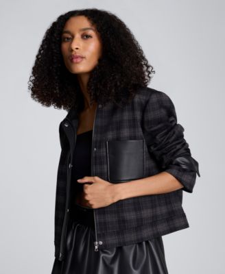 Women's Plaid Pattern Cropped Jacket