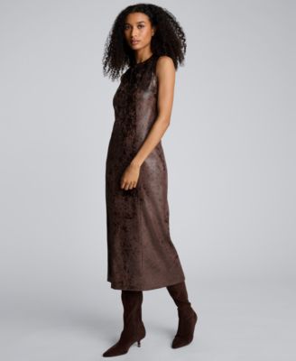 Women's Crewneck Velvet Midi Dress