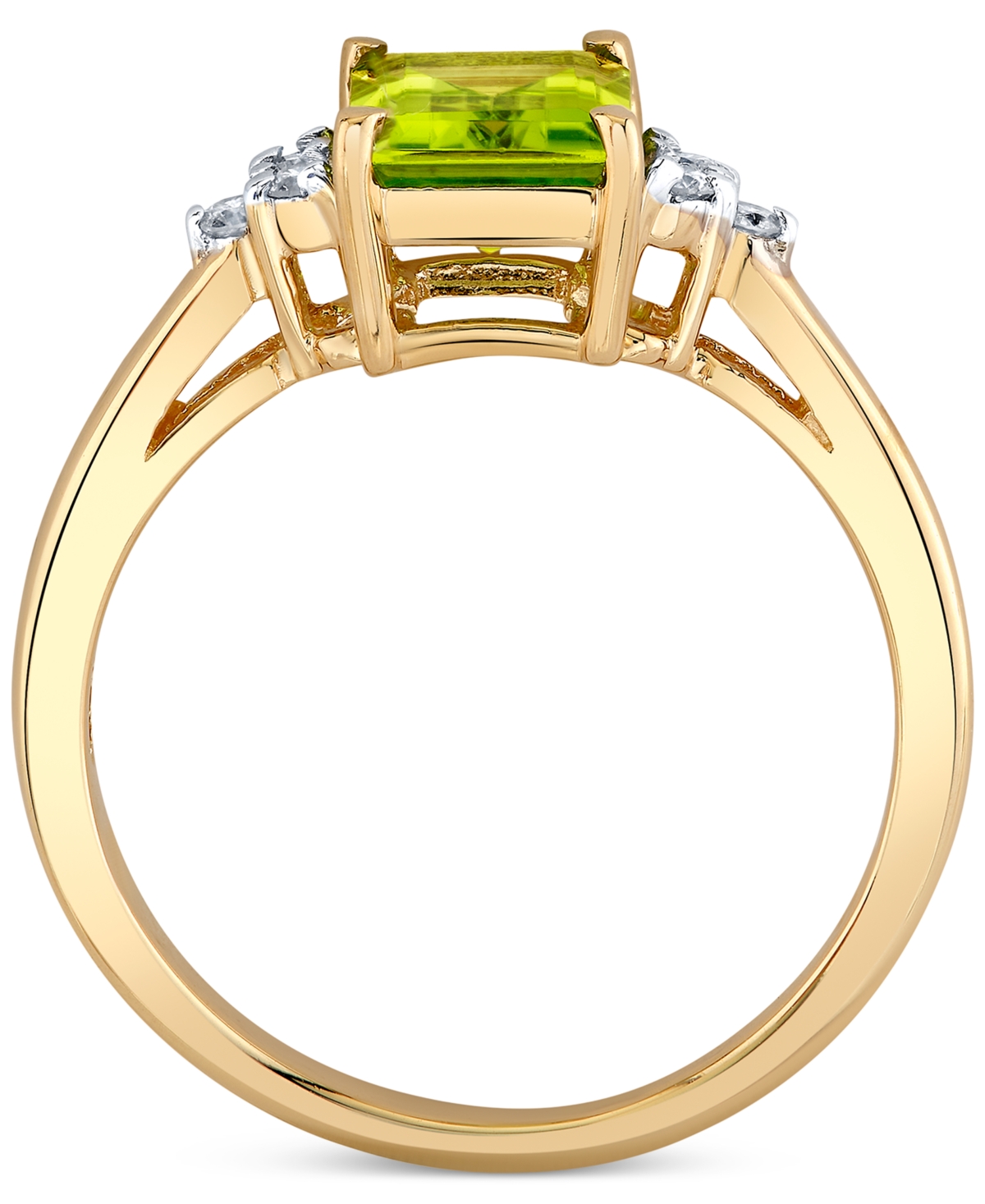 Macy's Peridot (1-3/4 Ct. T.w.) & Diamond (1/8 Ct. T.w.) Ring In 14k Yellow Gold In Green