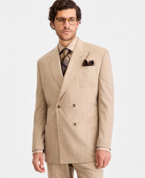 Мужские куртки Tayion Collection Classic-Fit Double-Breasted Suit Separates, цвет: Рыжевато-коричневый