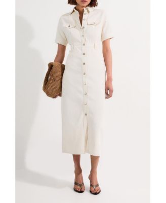 Women's Denim Midi Shirt Dress