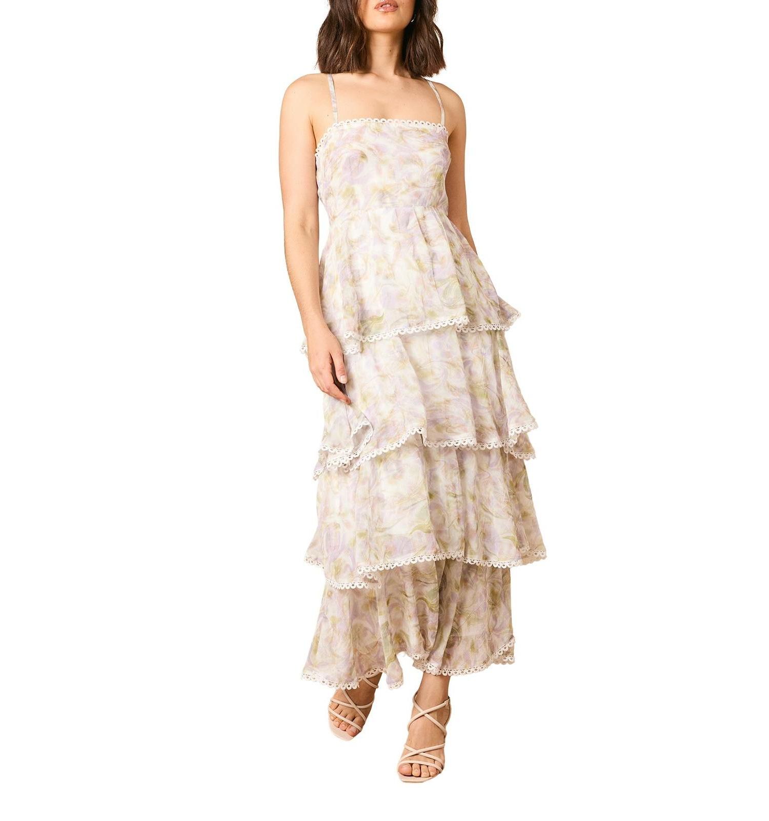Women's Tiered Spaghetti Strap Maxi Dress