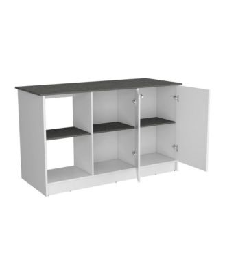 59"W Manufactured Wood Open Shelves, Double-Door Cabinet Padua Kitchen Island